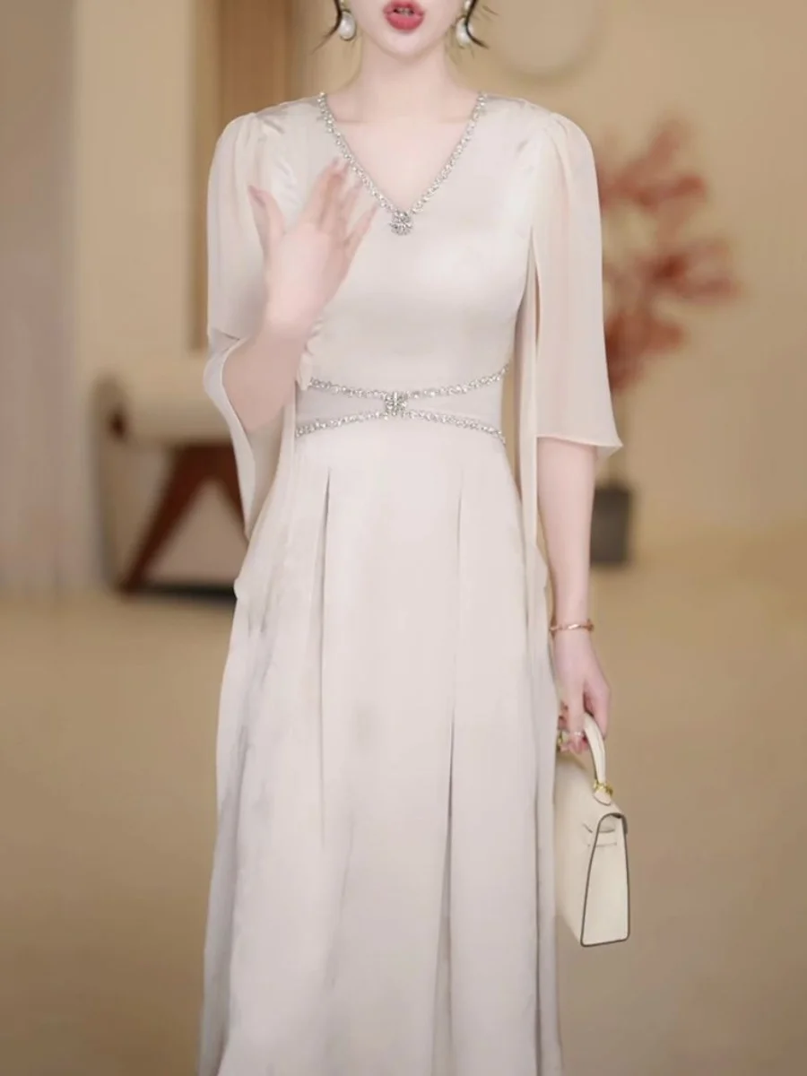 

Ele Faion Slimming Waist Dr Women's Summer 2024 New Sle Personali a Concealing Slimming Midi Dr