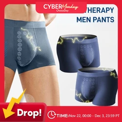 Ropa interior de terapia magnética para hombre, pantalones cortos de cintura media con partículas de masaje físico transpirables de secado rápido