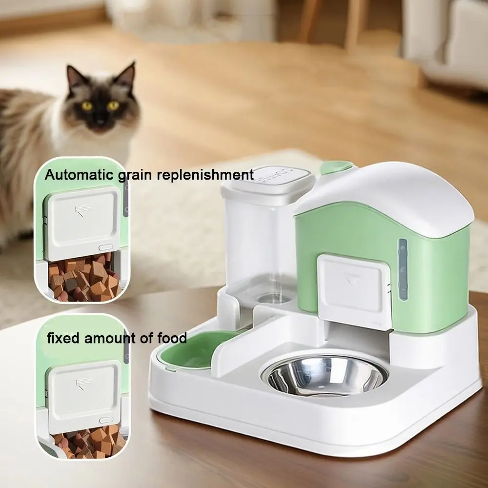 2-In-1 Automatic Cat Water Feeder Detachable Spill Proof Cat Dog Food Bowl with Water Fountain Large Capacity