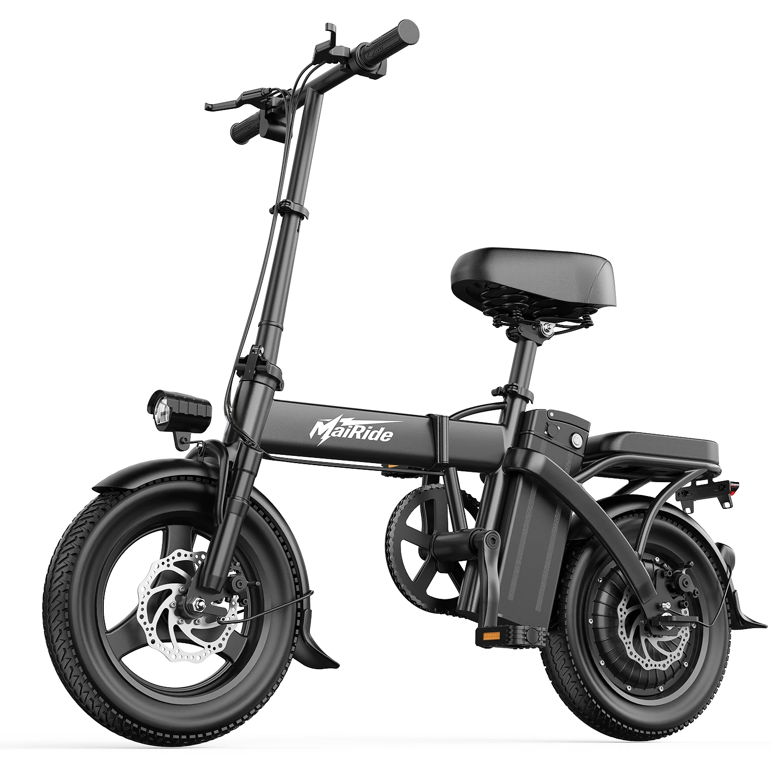 Draagbare mini opvouwbare elektrische fiets MaiRide F6 voor volwassenen, 14 inch banden, LCD display, 250W piekmotor, 48V15AH uitneembare accu, stadsfiets voor dagelijks gebruik.