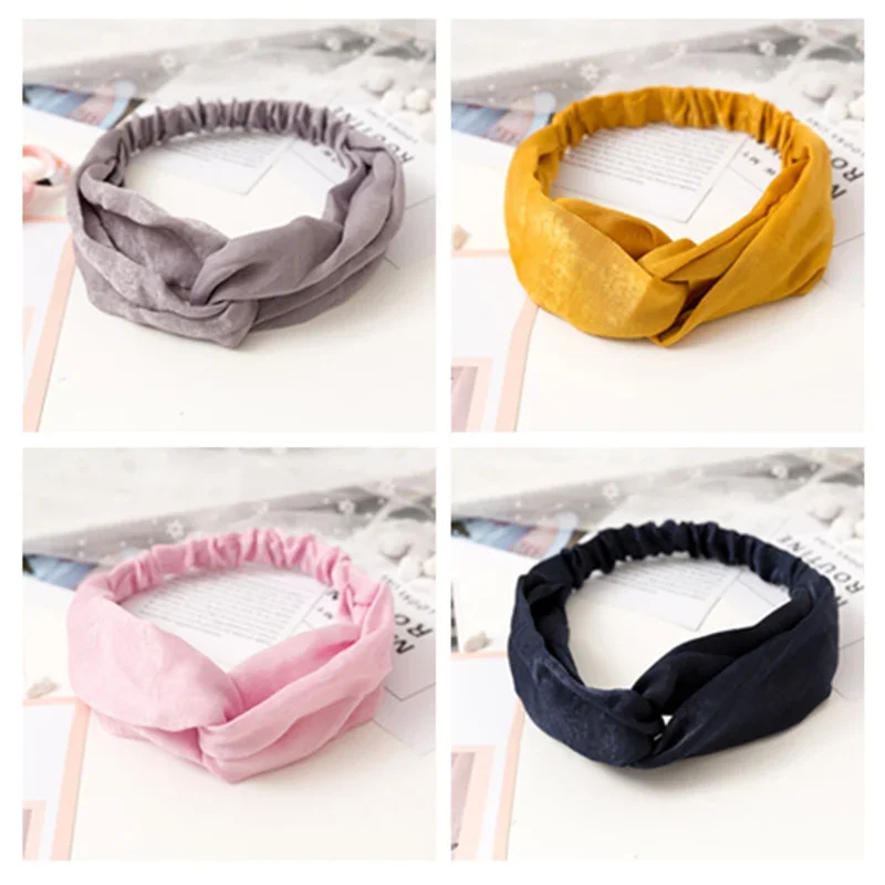 2024 Fashion Women Girls Suede Hair Bands Solid Color Headbands Vintage Cross Turban Bandanas HairBands Hair Accessories