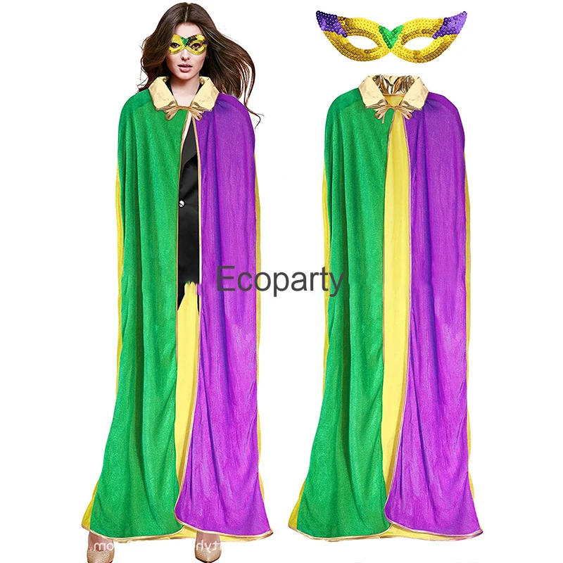 Nuove donne Halloween Carnival Party mantello adulto fantasia Mardi Gras Costume con cappuccio Cape Mask Set per uomo donna