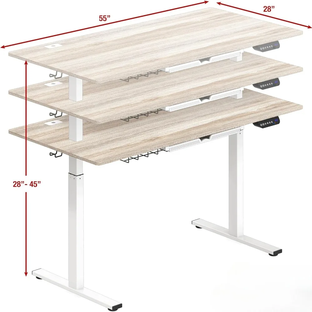 Scrivania in piedi regolabile in altezza elettrica grande da 55 pollici, 55 x 28 pollici