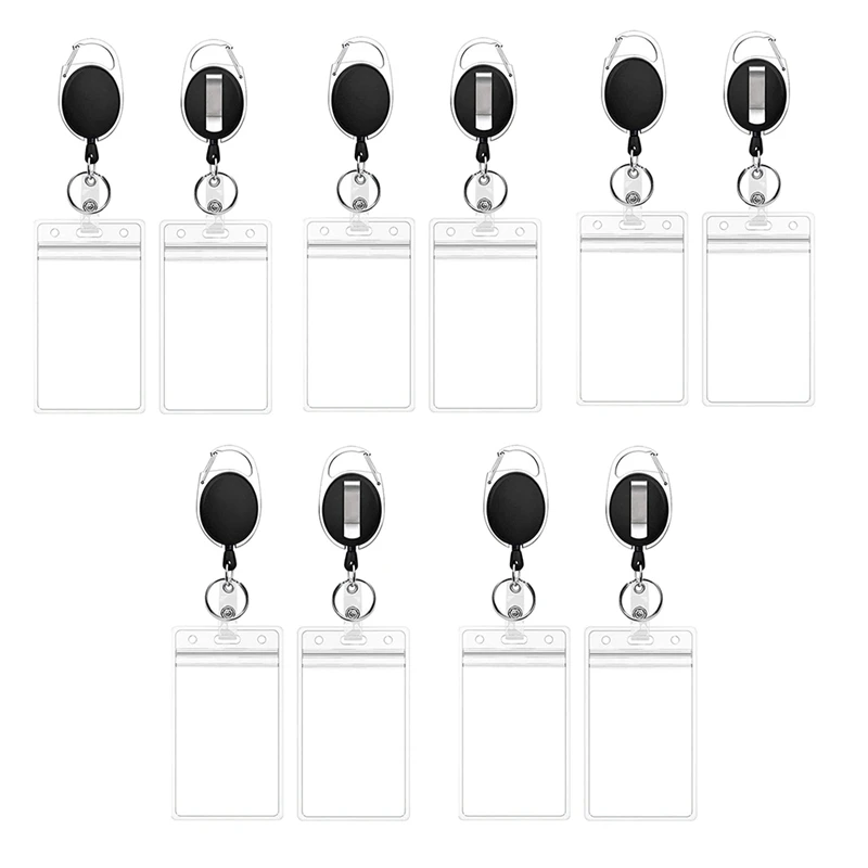 

10Piece Badge Holder Reel Heavy Duty 8.9X5.51X0.98Inches With Belt Clip Key Ring And Waterproof ID Card Holders For ID Name Card