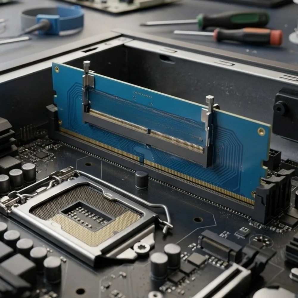 SO DDR5 to DDR5 DIMM Expansion Adapter for Hardware Testing and Memory Configuration Optimization Blue PCB 133x29mm