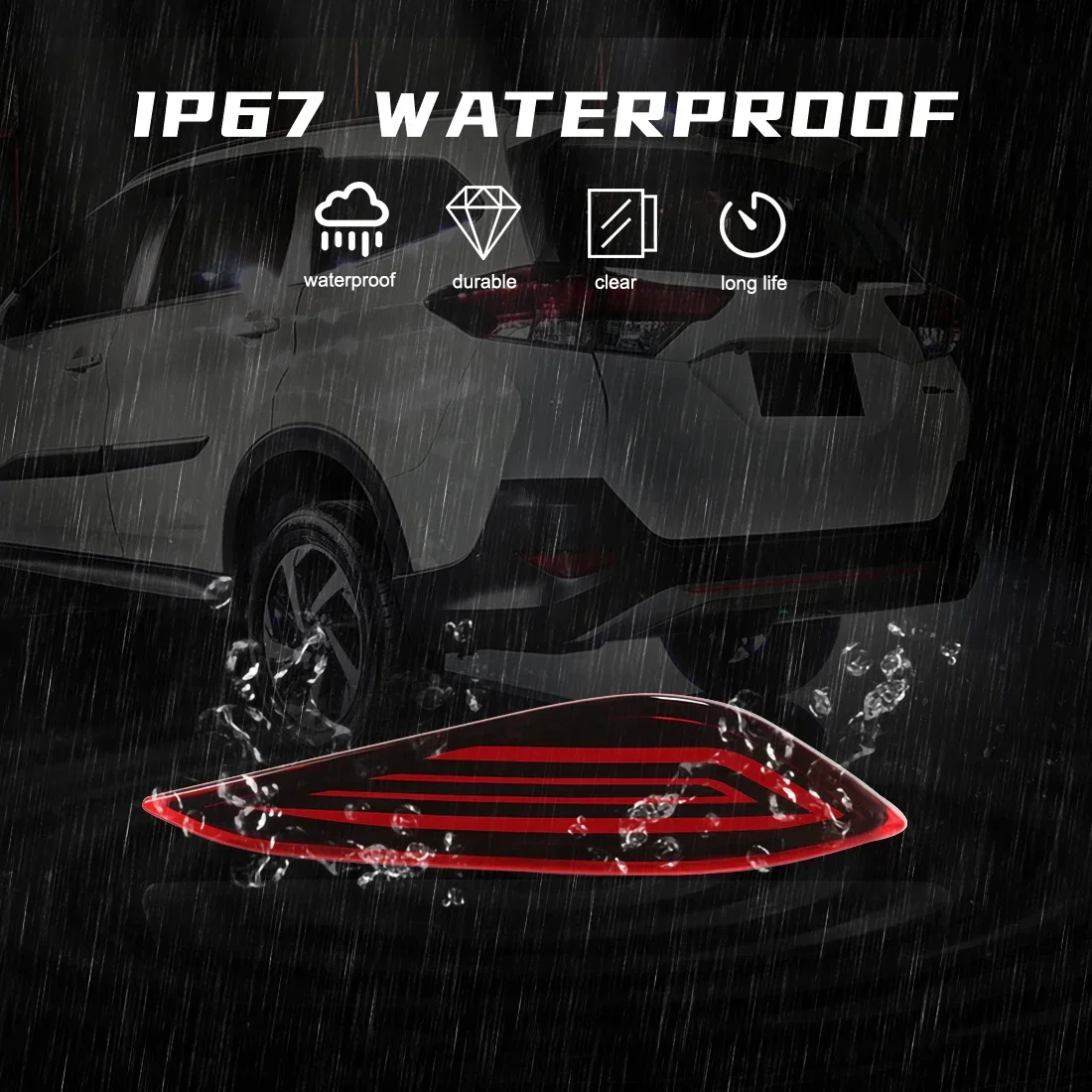 Luz do amortecedor traseiro do carro, Sinal de giro dinâmico, Refletor LED do freio de advertência, Toyota Rush 2018, 2019, 2020, 2021, 2022, 2023, 2024