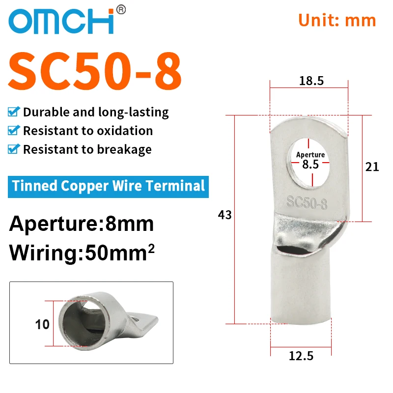 OMCH 5/10/20PCS SC Typ Terminals Draht Schweißen Kabel Stecker Anzug 1,5-50mm2 Kabel Crimp Draht Anschlüsse