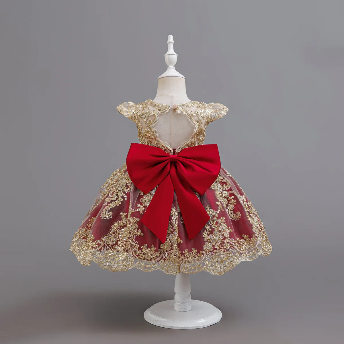 Kleid für Babys und Kleinkinder zum 1. Geburtstag, besticktes Spitzen-Prinzessinnenkleid, Blumenmädchen-Hochzeitskleid, besonderes festliches formelles Kleid für Babys – Detail 19
