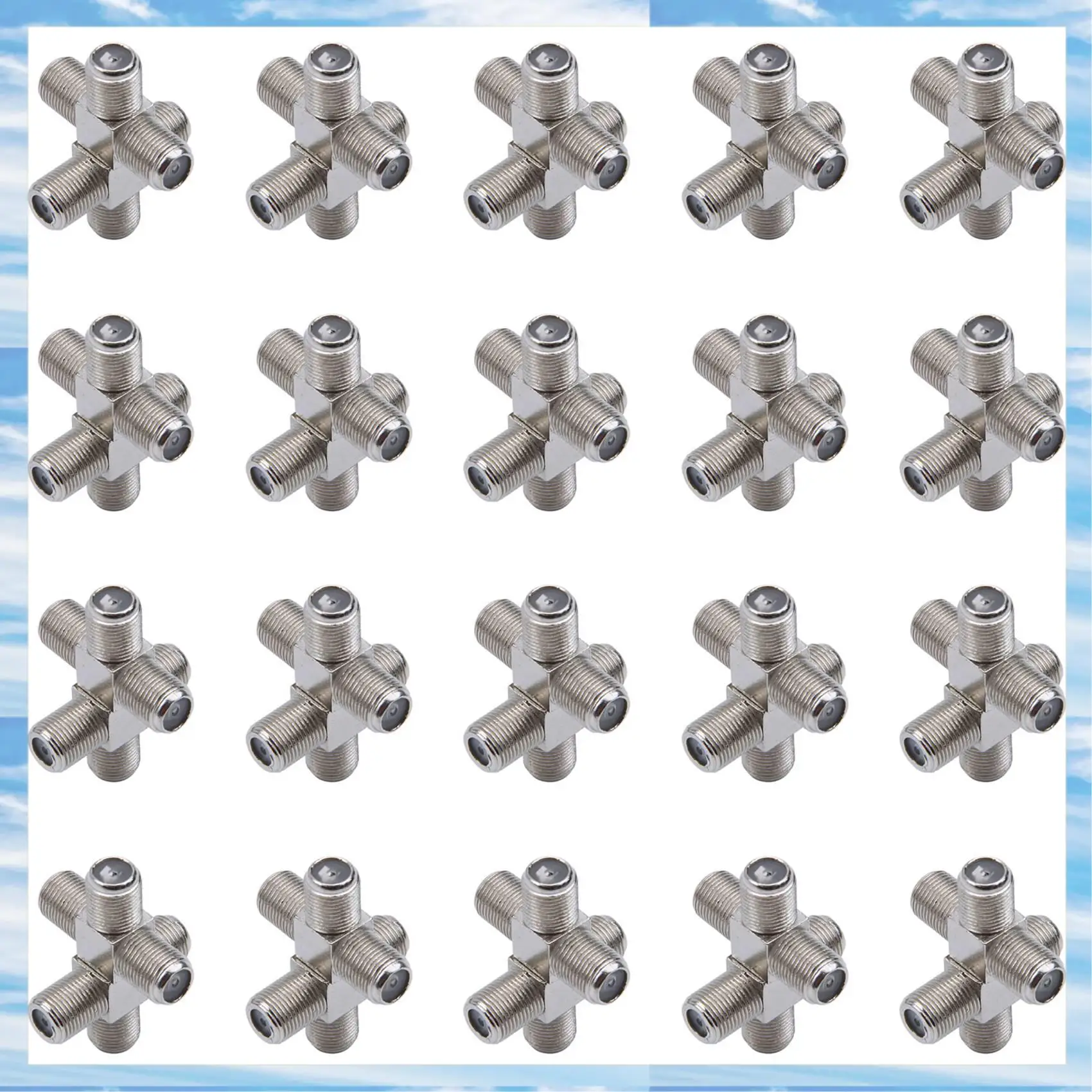 

T31C-20-Pack 3-Way F-Type Coax Cable Splitter Combiner Female To 3 Female For Video VCR Antenna TV Cable Satellite,Silver