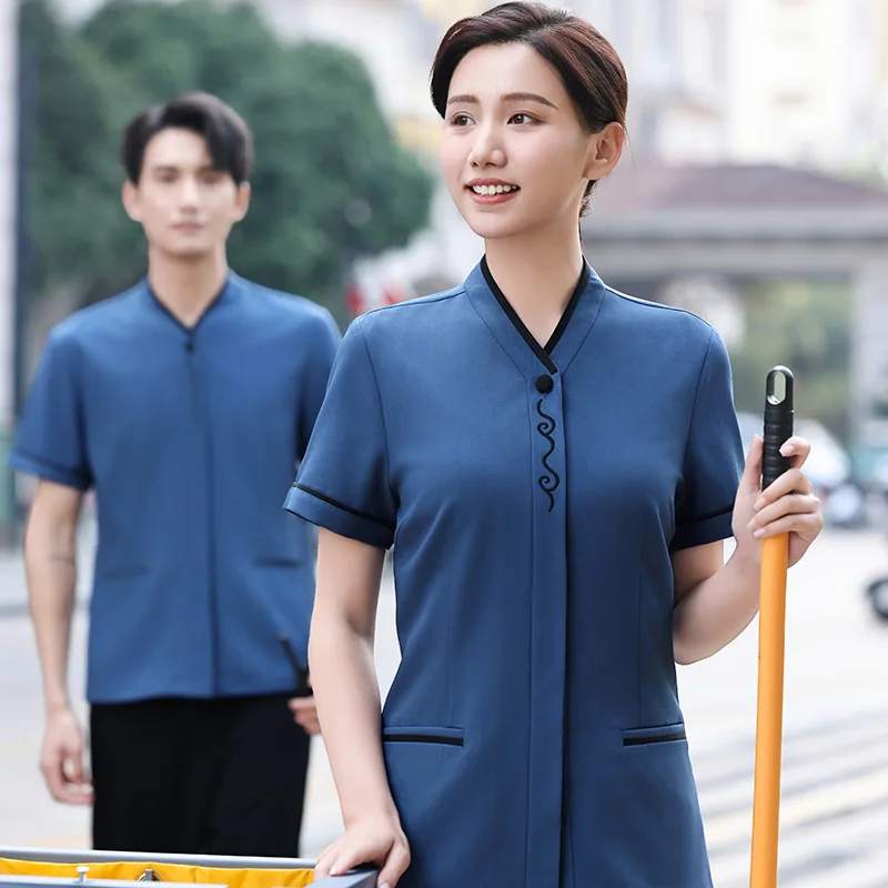 

Форменная одежда для персонала по уборке гостиниц и жилых комплексов, летняя одежда, униформа для уборки номеров с короткими рукавами.