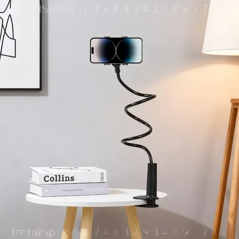 360 Degree Flexible Hose Phone Holder Lazy Tablet Stand Stable Anti-shake Adjustable Angle Clip-on for Desktop view 3