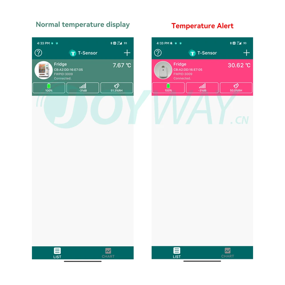 アプリ対応スマート冷蔵庫温度計センサー ワイヤレス温湿度計 データ保存機能付き