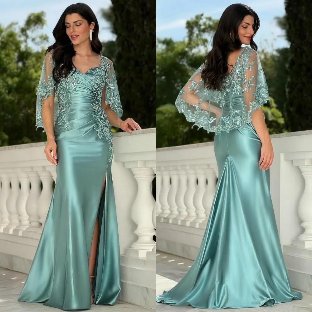 

Customized High Quality Intricate Charmeuse Applique Beading Mermaid Off-the-shoulder Long Dresses Bespoke Occasion Dresses Sexy