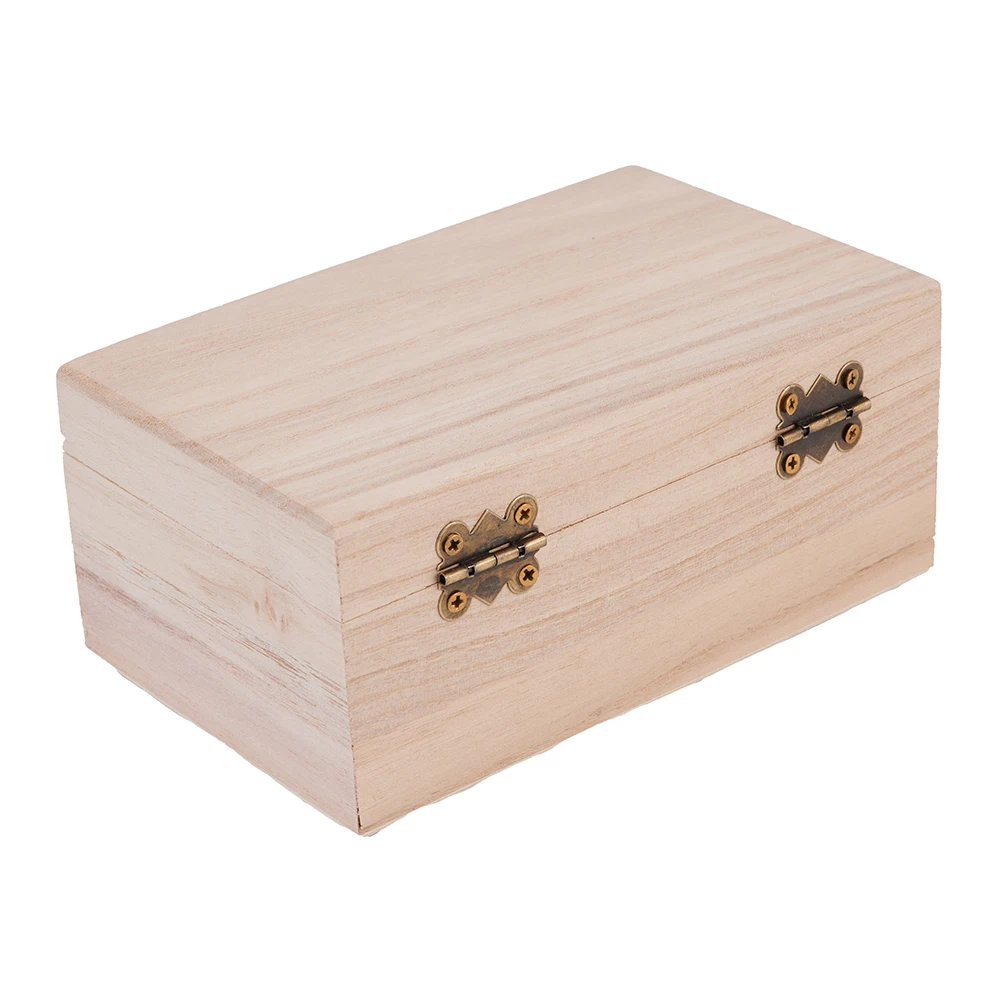 1PC Wooden Boxes With Lid Square Hinged Jewellery Craft Storage Box For Home Decoration DIY Hand-Made Mother's Day