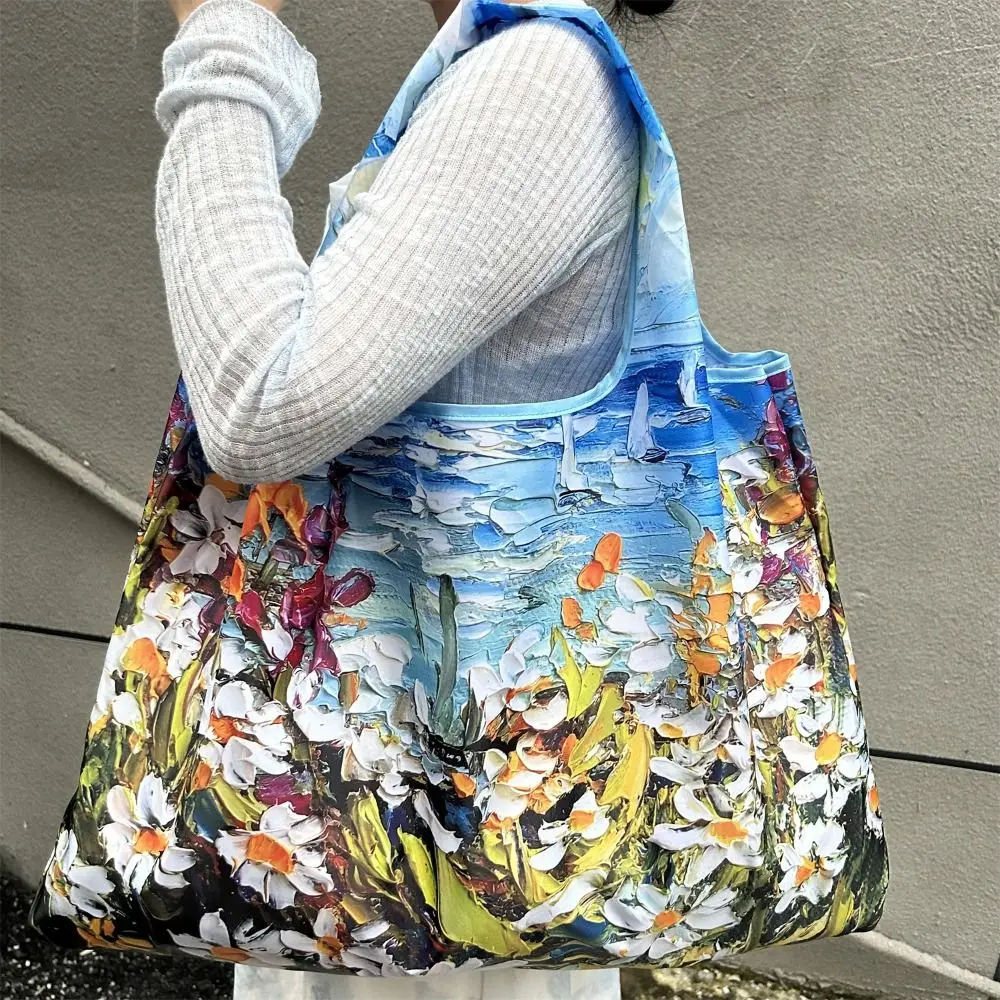 Reusable Big Pocket Shopping Bag Tote Large Capacity Eco-friendly Bag Nylon Grocery Storage Bag Travel
