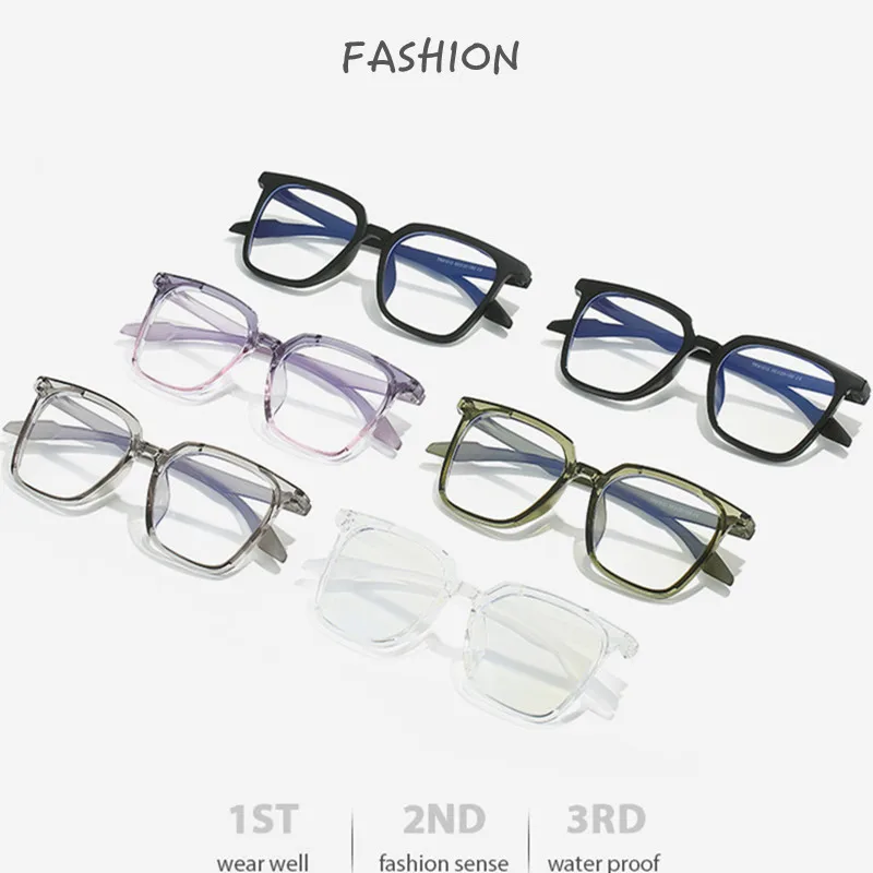 New Fashion Retro Large Square Men Woman Frame Photochromic Anti Blue Light Computer Reading Glasses Hyperopia Diopter 0 To +600