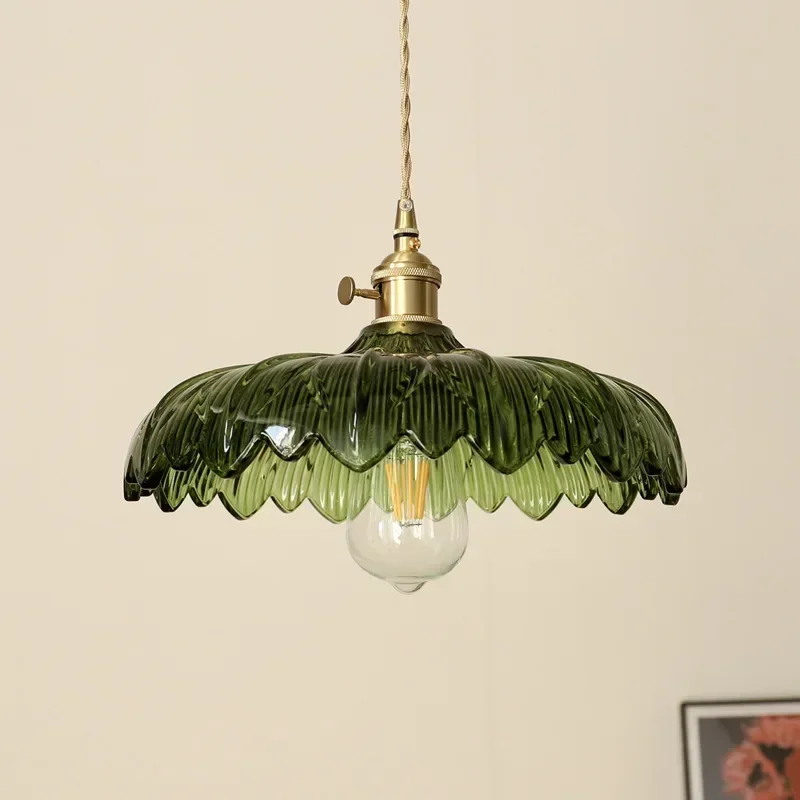

Modern Glass Pendant Lighting Fixture Luminaire Green Flower Bar Restaurant Hanging Light Lamp Creative Shop Bedroom Bedside