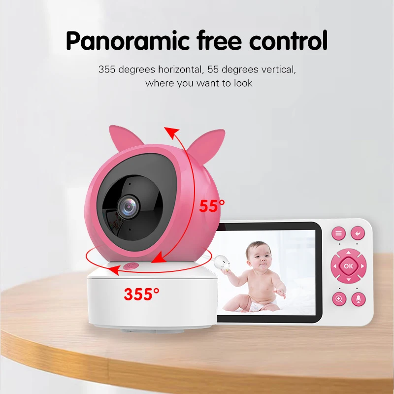 Smart Tuya app newborn safety sleep surveillance camera video intercom high definition 5 inch screen crying alarm reminder