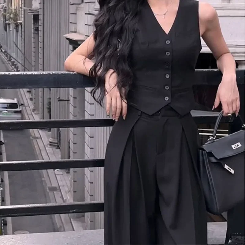 

Black Suit Vest Women Summer Thin High Fashion Sleeveless Waistcoat