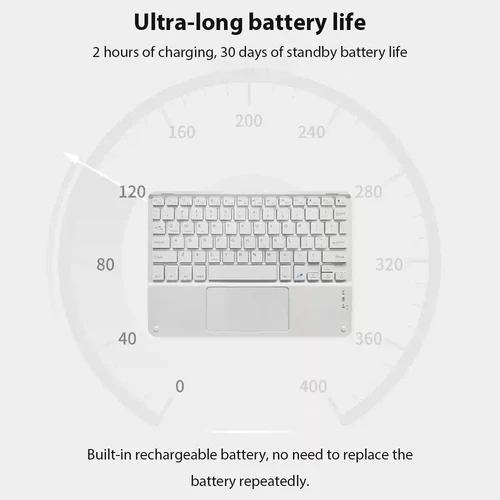 Imagen 2 del producto Teclado y ratón táctiles para Android, IOS, Windows, Xiaomi, teclado inalámbrico rosa, teclado multilingüe para Ipad, modo de espera largo