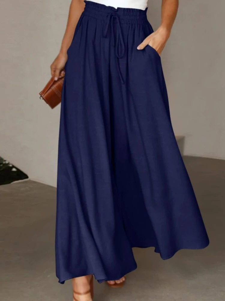 Summer New Women's Wide Leg Pants with Elastic Waistband Wide Leg High Waisted Long Skirt Pants for Women Streetwear Women