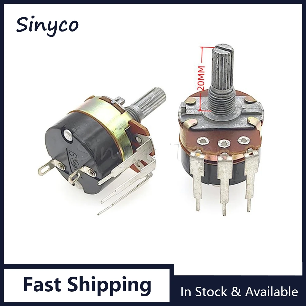 2PCS WH138 Potentiometer Adjustable Resistance Speed Regulator With Switch WH138-1 B10K B50K B100K B500K 3Pin Shaft Length 20MM