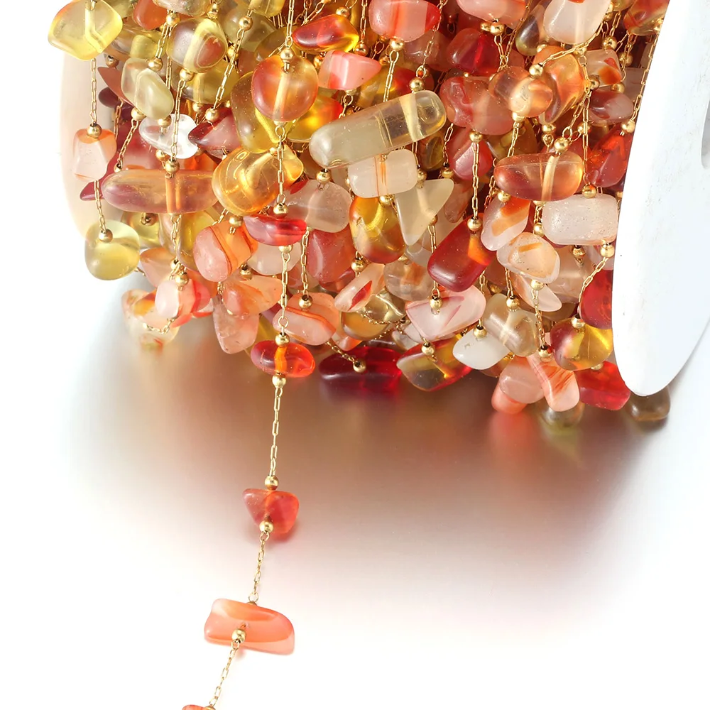 

1-2 Meter/Lot Stainless Steel Colorful Natural Crystal Stone Chain For DIY Necklace Jewelry Making Supplies Charm Wholesale Bulk