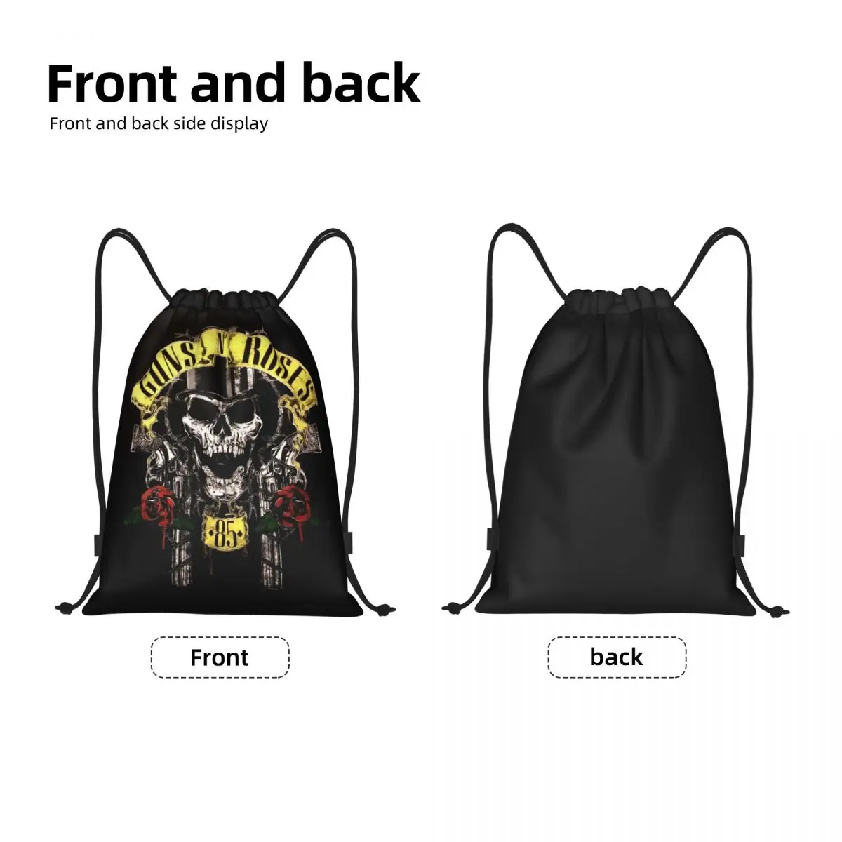 Guns N Roses 85 Drawstring Backpack Women Men Sport Gym Sackpack Portable Heavy Metal Shopping Bag Sack