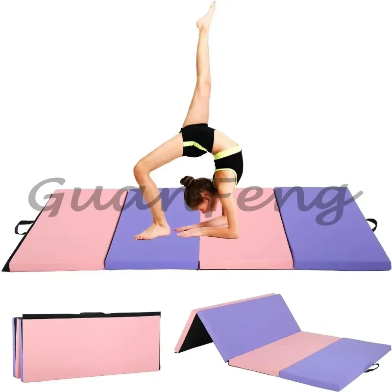 New Folding Gymnastics Mat, Waterproof Non-Slip PU Leather Exercise Mat With Carry Bag, For Yoga, Tumbling and Home Workouts