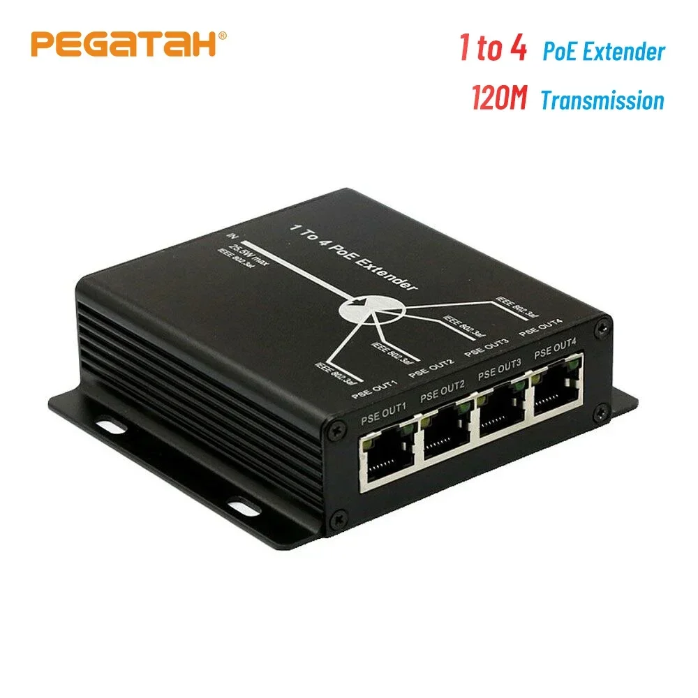 Poe Extender for NVR Camera, PoE Switch, IEEE802.3af, Poe Extender for Ip Port Max, Extend 120m Transmission, 1, 2, 4 Port