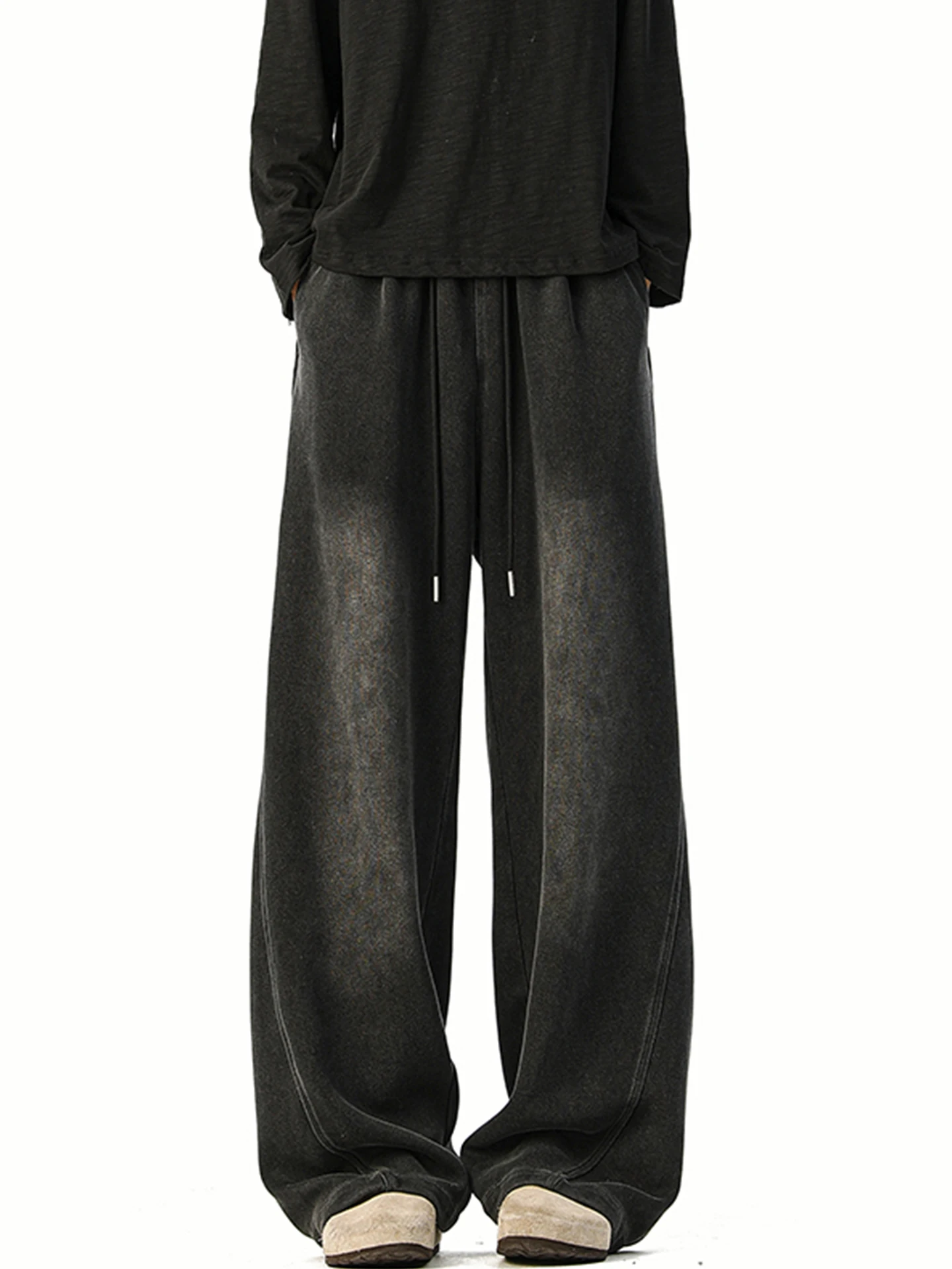 

Мужские винтажные спортивные брюки Waed из плотной ткани, прямого свободного кроя, в американском стиле, с широкими штанинами, повседневные