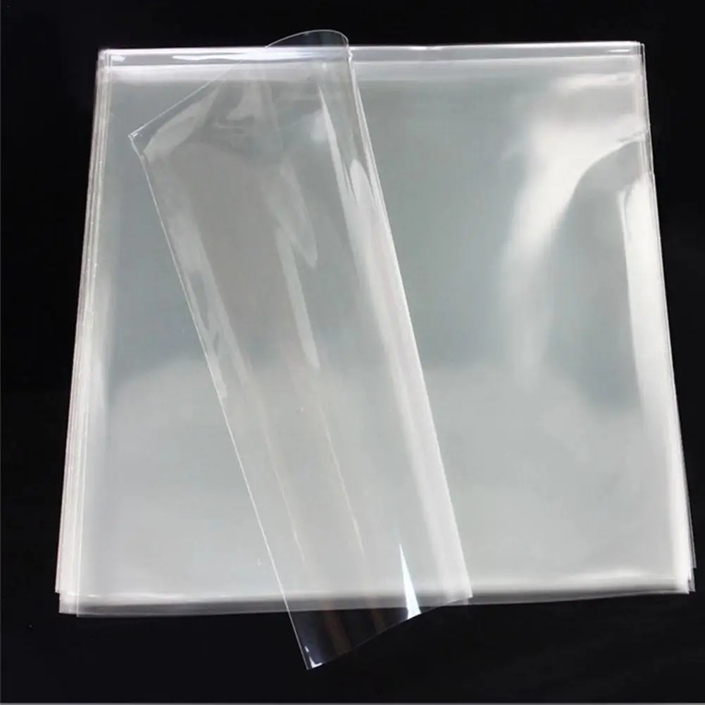 50PCS OPP Gel Record Protective Cover For Turntable Player LP Vinyl Record Bag Flat Open