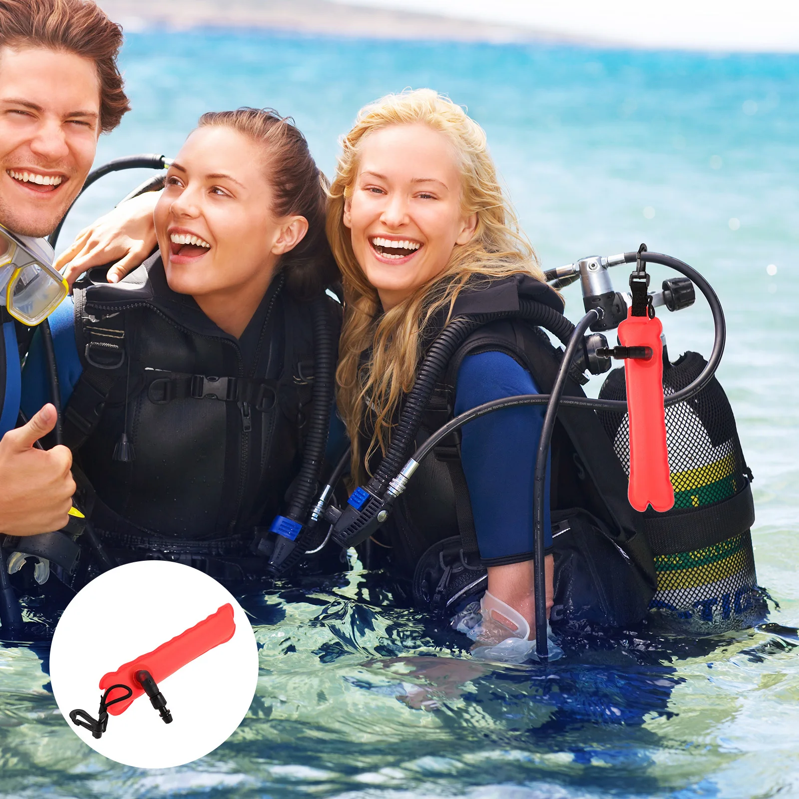 

High Visibility Diving Surface Marker Buoy Inflatable Scuba Signal Tube Safety Float Underwater Dive Snorkeling Accessory