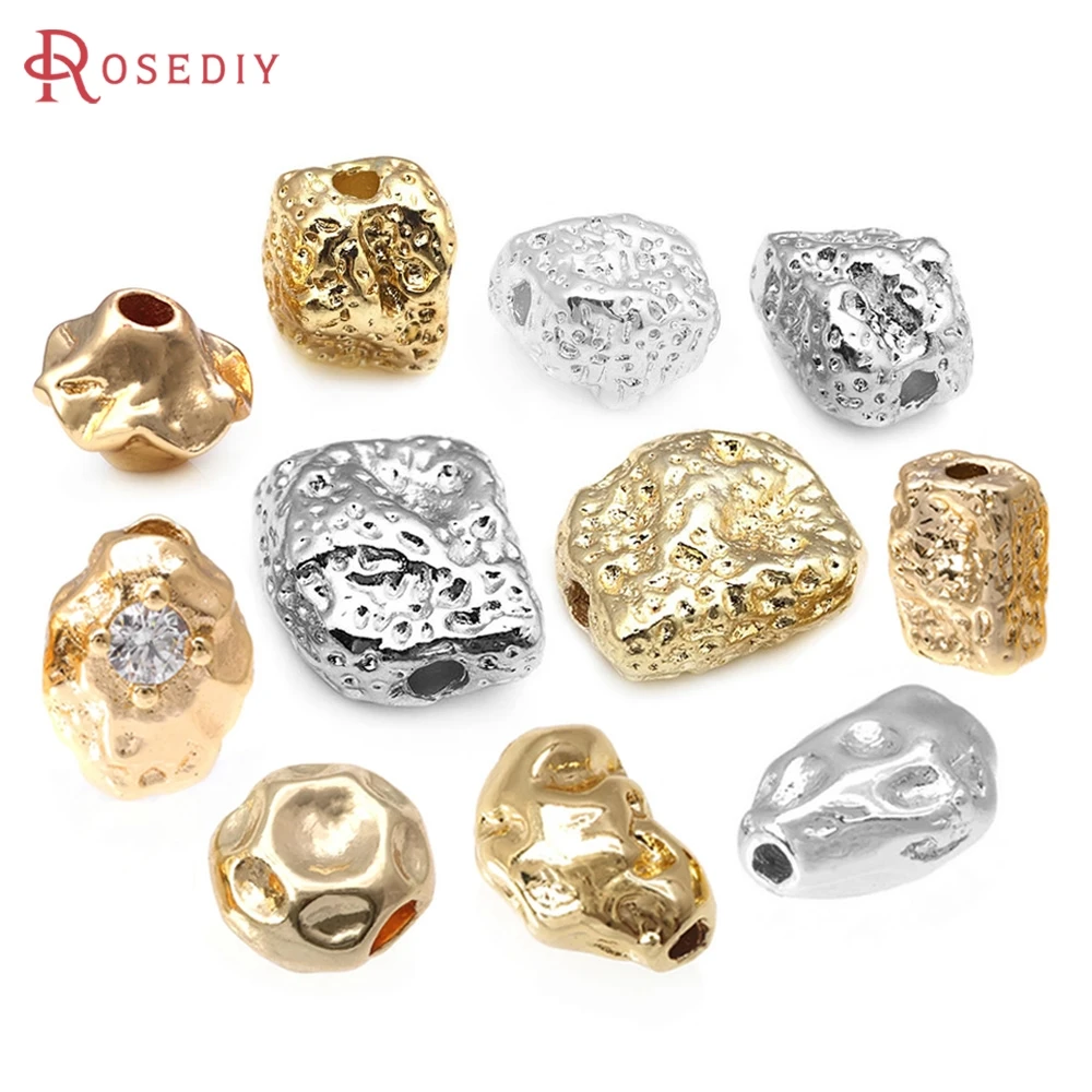 18K Gold Color Brass Irregular Necklaces Bracelets Spacer Beads High Quality Jewelry Accessories Making Rosediy Official Store