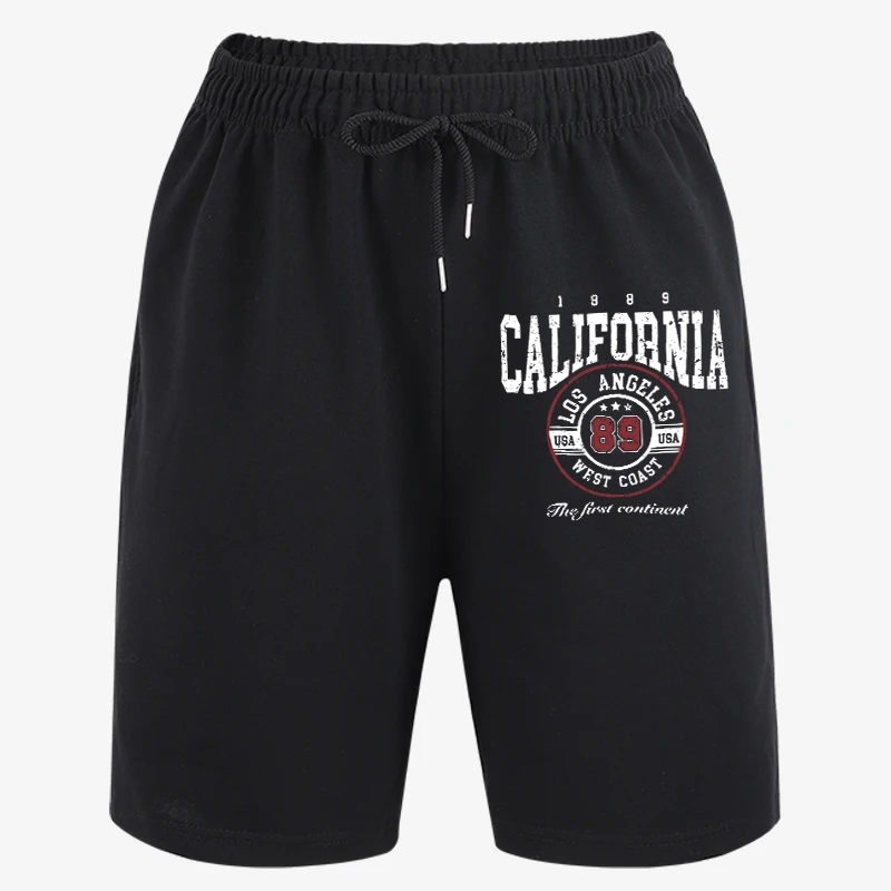 California Los Angeles Letter Print Summer Beach Pants Men Classic Fitness Short Pants Pocket Trendy Bottom Jogging Loose Shorts