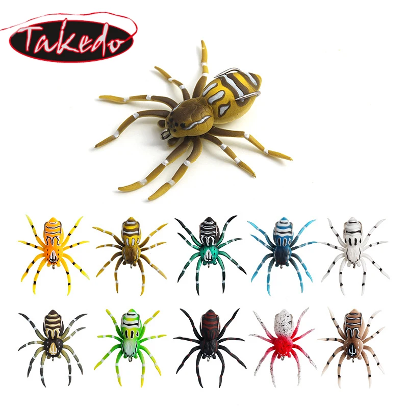 TAKEDO 3G 6G Spider Fishing Lure Silicone Insect Lure Topwater Artificial bait  Soft Bait Swimbait For Bass Trout