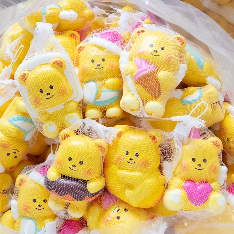 5/1pcs Butter Bear Pinch Decompression Toys Kids Adult Pressure Relax Pinch Doll Yellow Bear Slow Rebound To Play Birthday Gifts