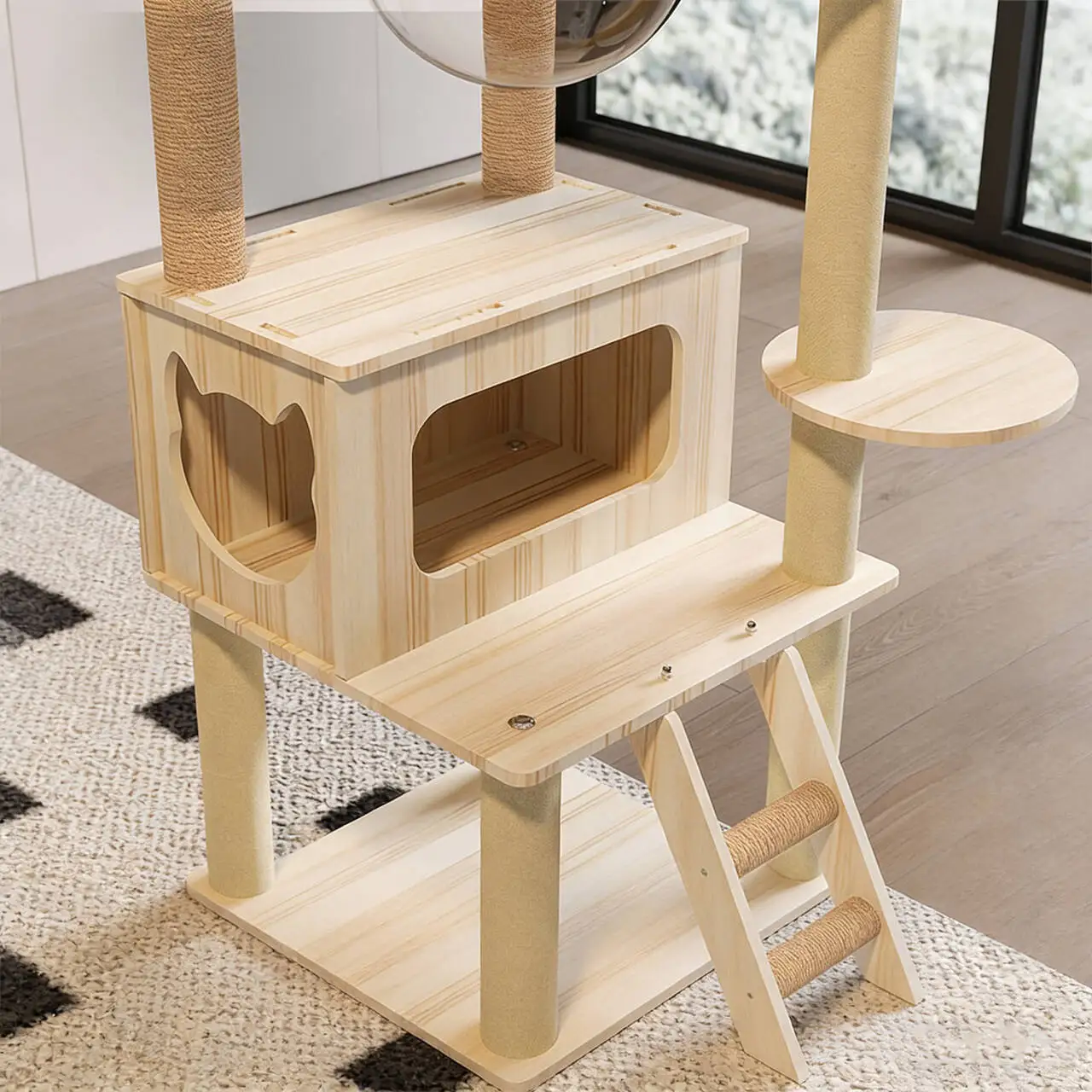 Cat ladder, cat climbing frame, cat nest integrated space capsule Tongtian pillar