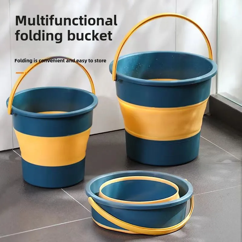 Folding portable telescopic water bucket for travel, outdoor fishing, car washing, plastic basin, household water storage bucket