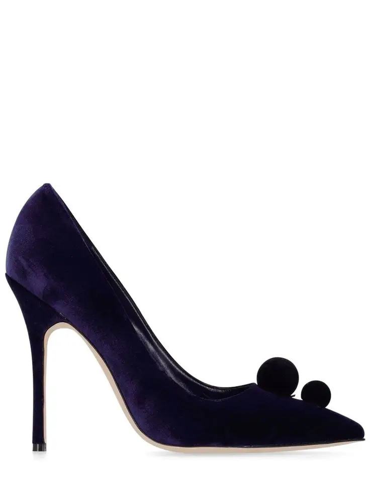 Suede Pointed Toe Hairball Pumps Elegant Shallow High Heels Luxury Designer Stilettos 2024 New Big Size Party Shoes for Women