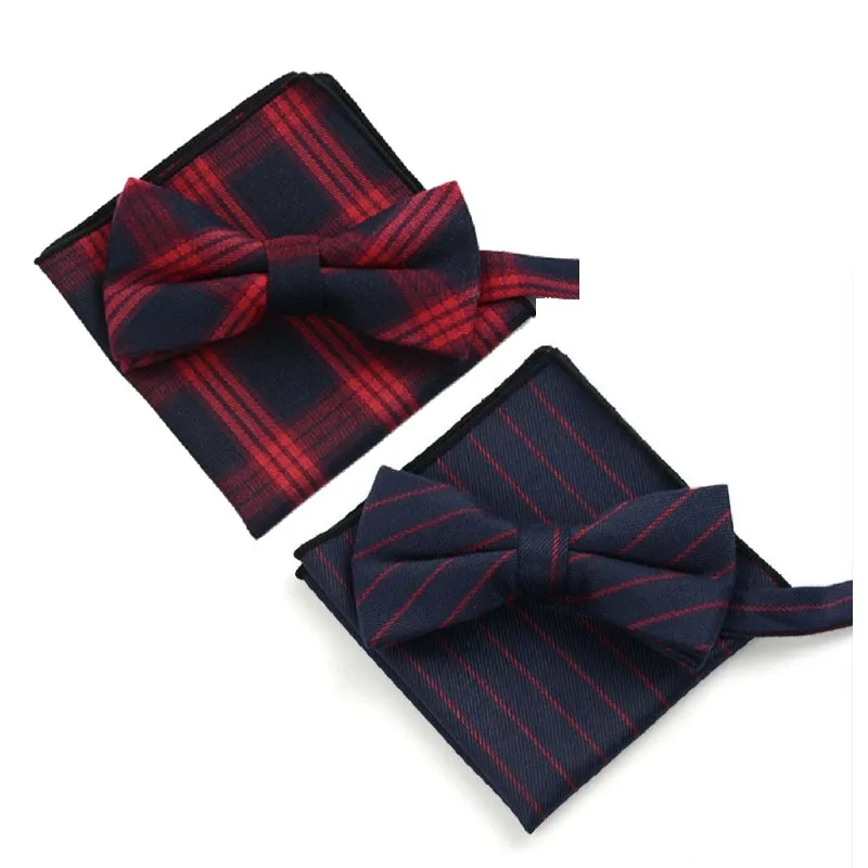 

Men's bow tie set Floral Stripes bowknot handkerchief cotton pocket square business Clothing Accessory