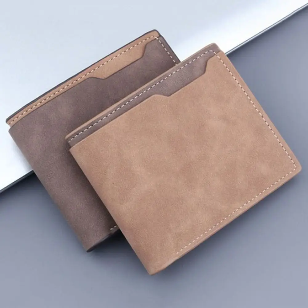 Dull Polish Three Fold Purse Portable Multi-position Classic Male Leather Purse Multi-function Retro Men's Short Wallet Travel