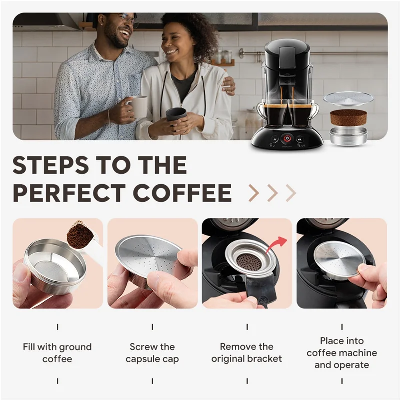 A60t nova cápsula de café reutilizável + colher inoxidável para senseo hd7801 máquina cápsula café recarregável cápsulas máquina