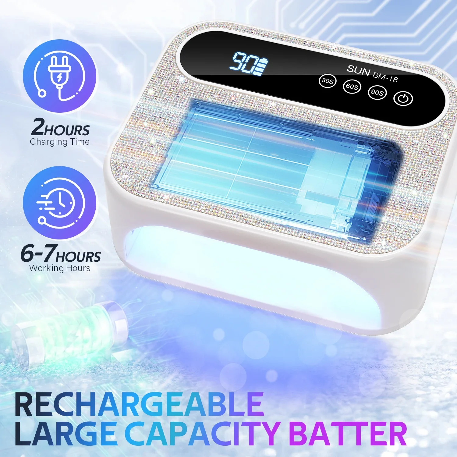 DianaBeauty 168W Oplaadbare UV LED Nagellamp 42LEDS Nageldroger voor het uitharden van alle gels Nagelpolijsten Nail Art Tools