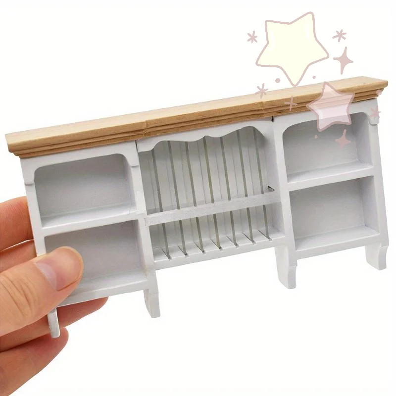 

1Pcs 1/12 Scale Dollhouse Wooden Storage Shelf Miniature Furniture For Dining Room Decoration
