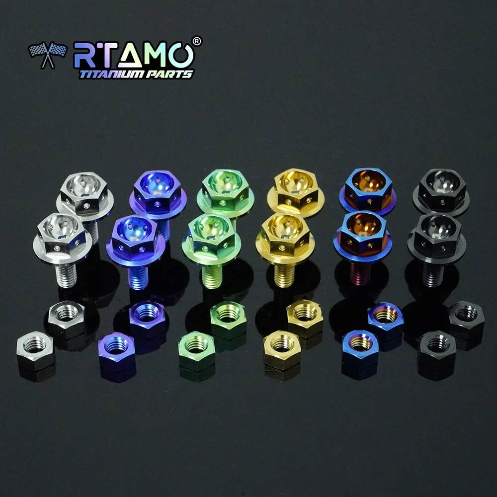 

RTAMO M6X10/15mm Titanium Alloy Bolts License Plate Mounting Screws Number Plate Fixing Bolts