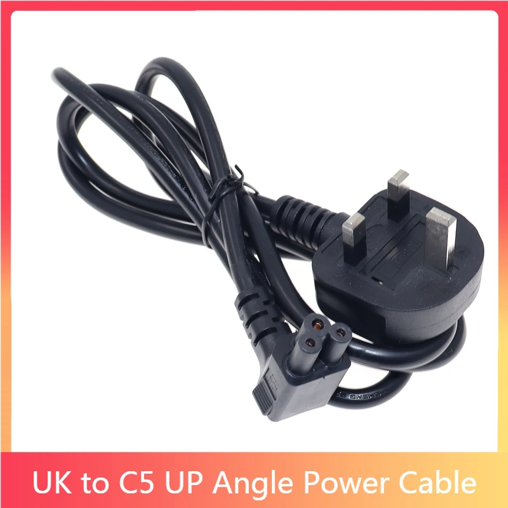 UP Angled IEC 60320 C5 to UK BS1363 Mains Plug Laptop Power Lead Cable PC Monitor Type G 3 Pin Adapter Extension Cord 1.5m 5ft