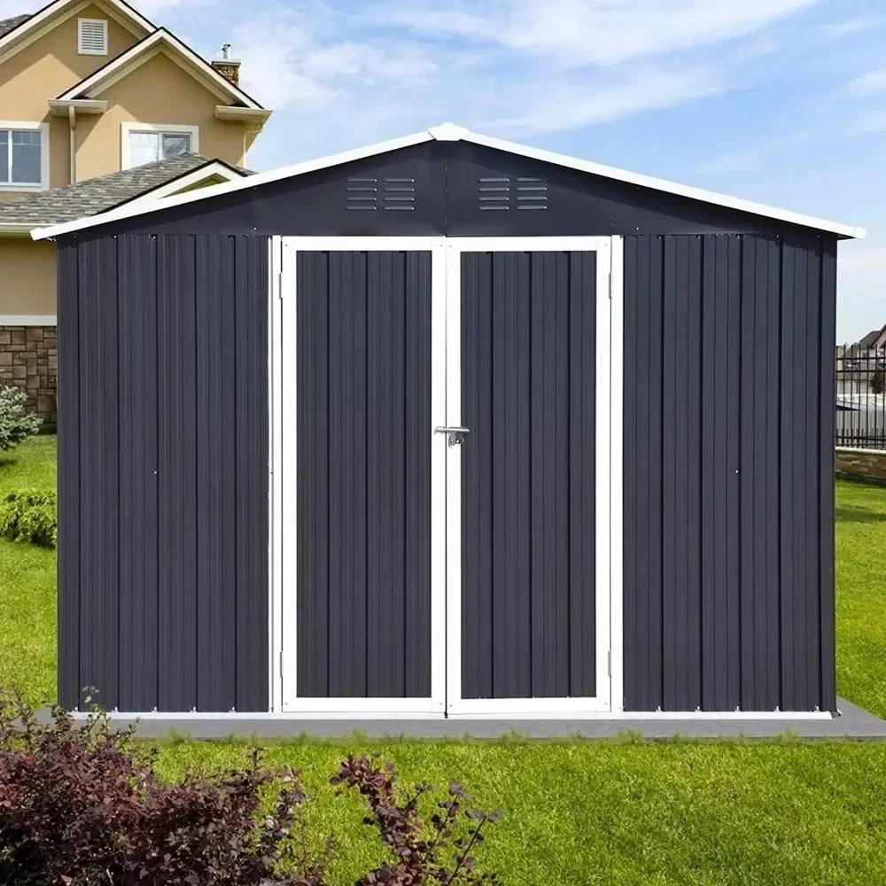 Outdoor Storage Shed 10x8 FT , Double Lockable Door, Oversized Tool Sheds for Backyard Patio Dark,Outside Sheds & Storage Box