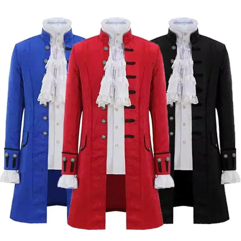 

Men Steampunk Medieval Renaissance Costume Vintage Victorian Edwardian Jacket Trench Coat Overcoat