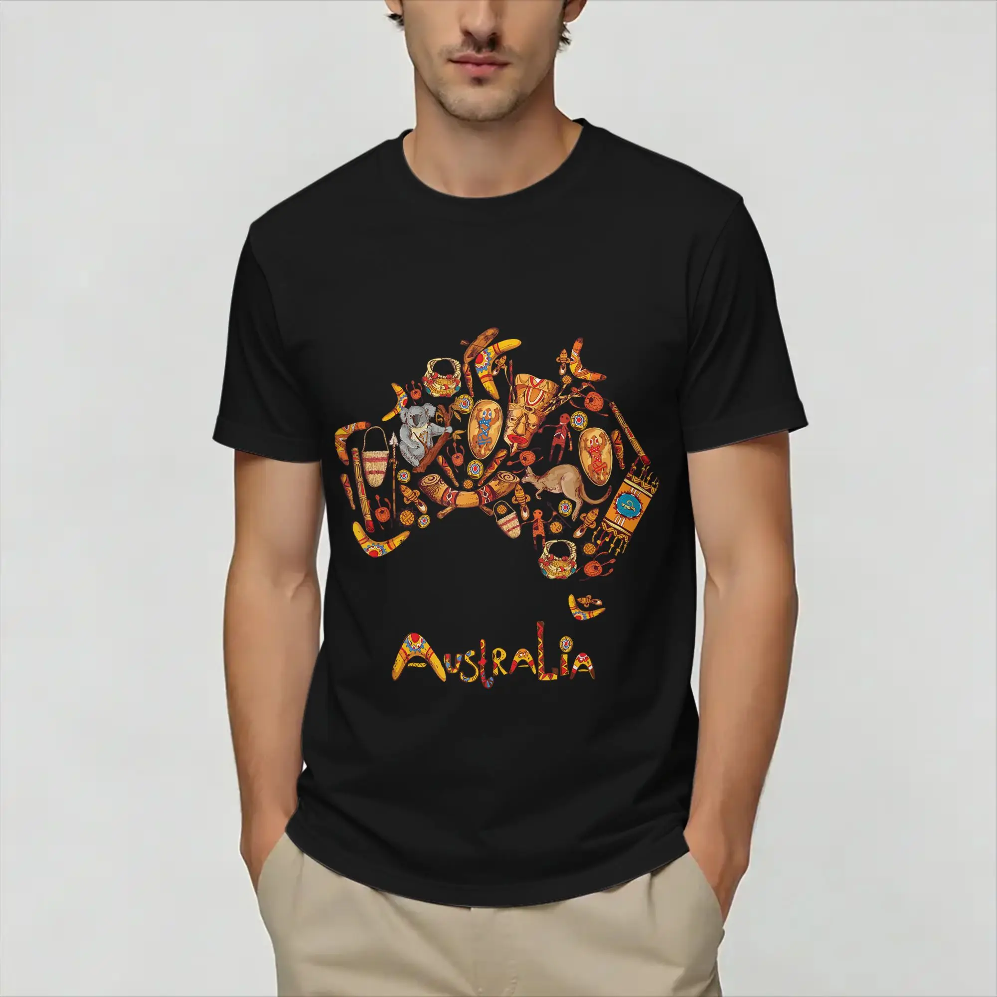 Australia Map  Cotton T Shirt For Men Beach  Vintage T-Shirts Crewneck Harajuku Tee Shirt Oversized Hot Sale Clothing